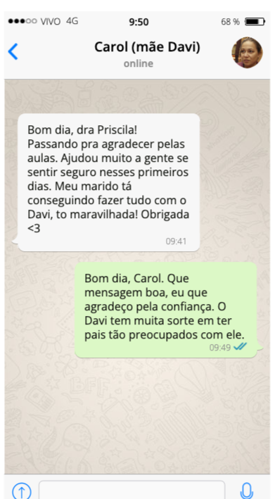 Depoimento de aluna 1